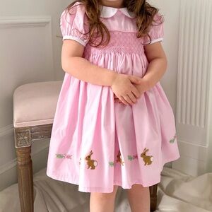 Lillie & Lilah Evelyn Bunny Smocked Embroidered Easter Dress 9m GUC